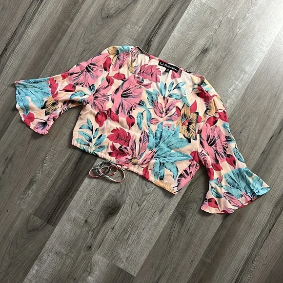 🌸For Love & Lemons Floral Skirt Crop Top Set Size Small - Picture 5 of 12